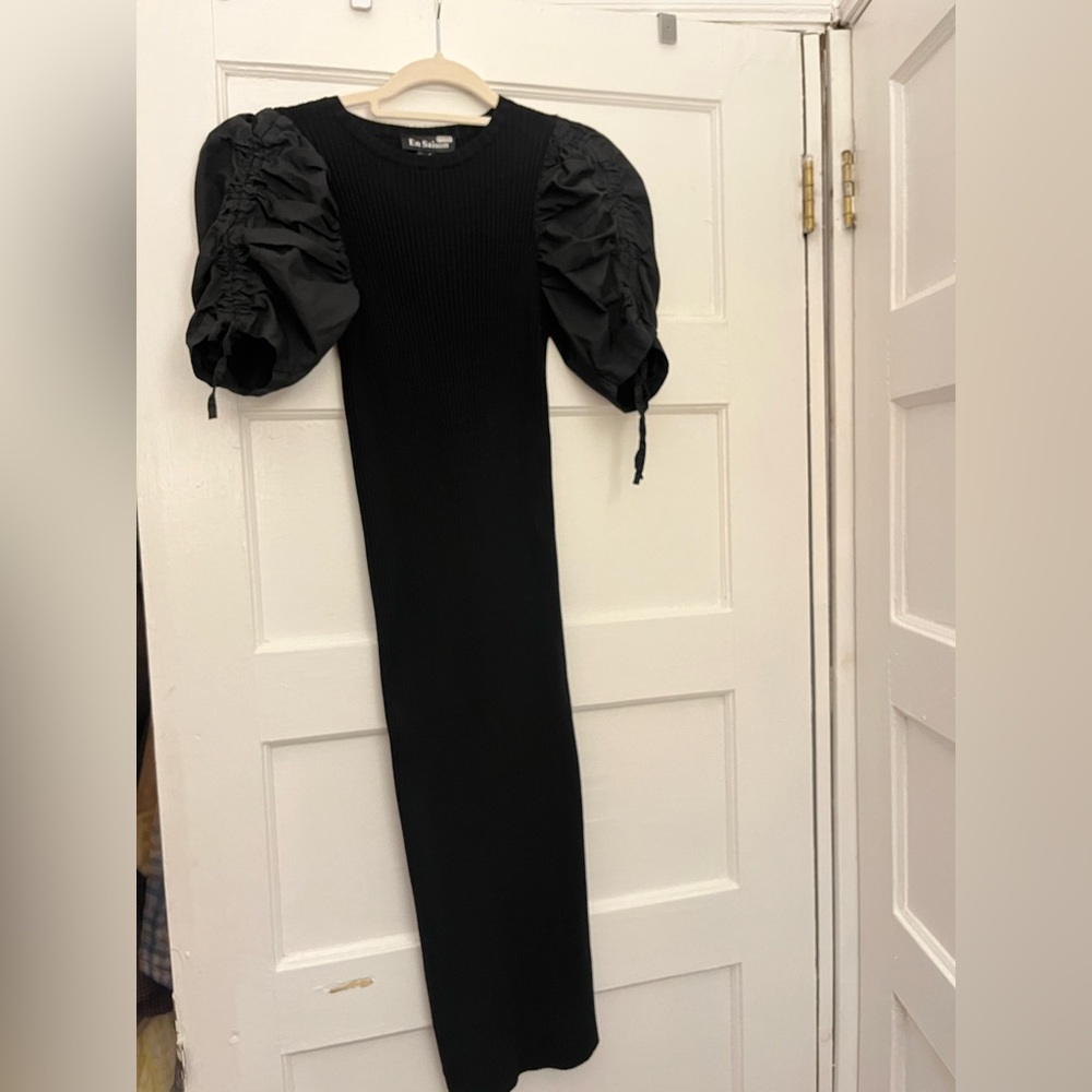 En Saison Black Puff Sleeve Dress